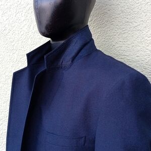 GIANELLI MEN'S VINTAGE WOOL BLEND MIDNIGHT BLUE BLAZER W/SILVER BUTTON ACCENTS